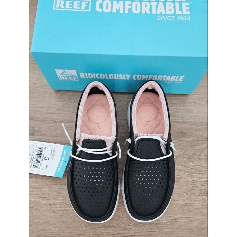 Reef Black and White Slip-On Sneakers Size 5